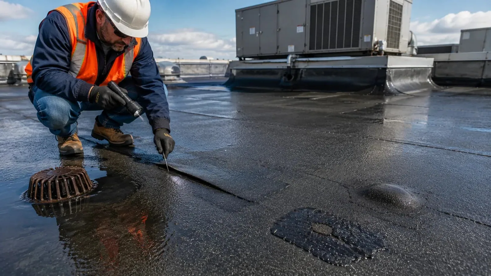 Commercial Roof Membrane Puncture Repair in Sterling Heights, MI